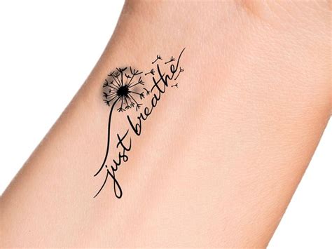 dandelion tattoo with words|just breathe dandelion tattoo.